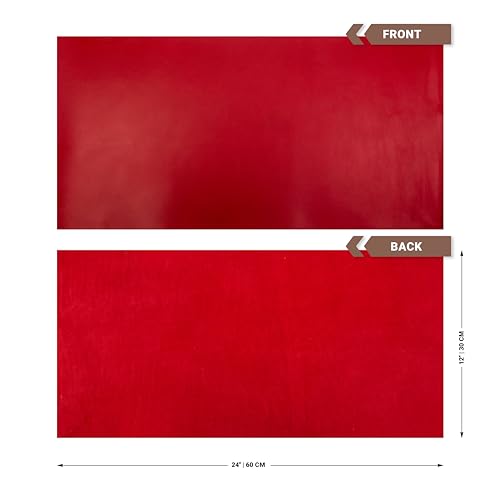 Shkira 12''X24'' Tooling Leather Square - 2.0MM Red Sheets for Crafts - Leather Sheets for Crafts Tooling Sewing Hobby - Thick Cowhide Pieces - Fabric for Crafting - Image 4