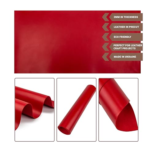 Shkira 12''X24'' Tooling Leather Square - 2.0MM Red Sheets for Crafts - Leather Sheets for Crafts Tooling Sewing Hobby - Thick Cowhide Pieces - Fabric for Crafting - Image 5