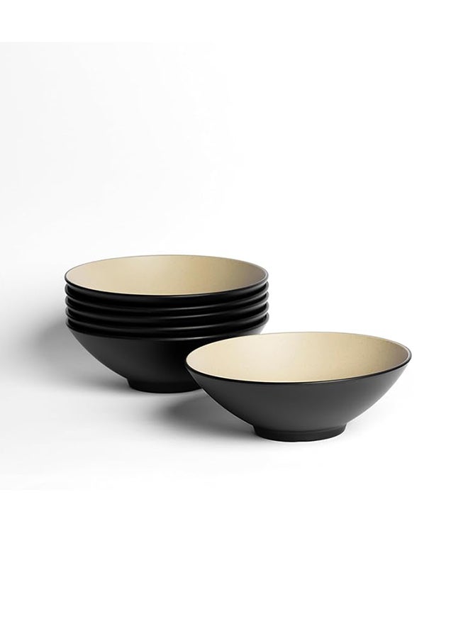Master Gold 6 Piece Premium Melamine "Bowl" Bowls Ideal for Serving Soup, Soup, Noodles & Rice | Durable, Shatterproof, Dishwasher & Microwave Safe | Serving Bowl (Beige | Black, 23.75 cm)  - Image 1