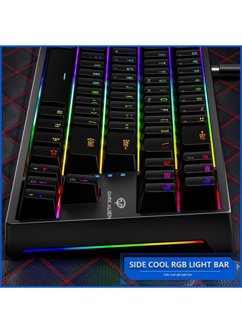 DARK ALIEN - Mechanical Keyboard 71 Keys RGB Backlight Detachable Type-C Wired 70% Gaming Keyboard Black/White - Blue Switch - Image 1