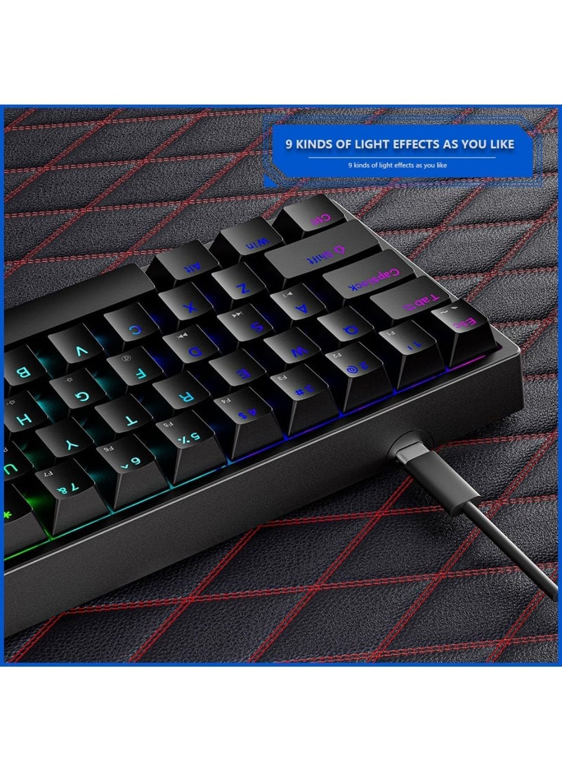DARK ALIEN - Mechanical Keyboard 71 Keys RGB Backlight Detachable Type-C Wired 70% Gaming Keyboard Black/White - Blue Switch - Image 1