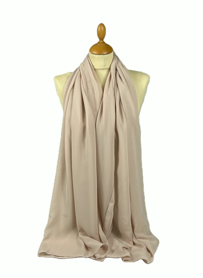 Perfectory PERFECTORY Women Lightweight Solid Chiffon Hijab Shawl Soft Premium Abaya Shawl Wrap Scarves, Long Bridal Hijab Scarf- Mushroom Grey  - Image 1