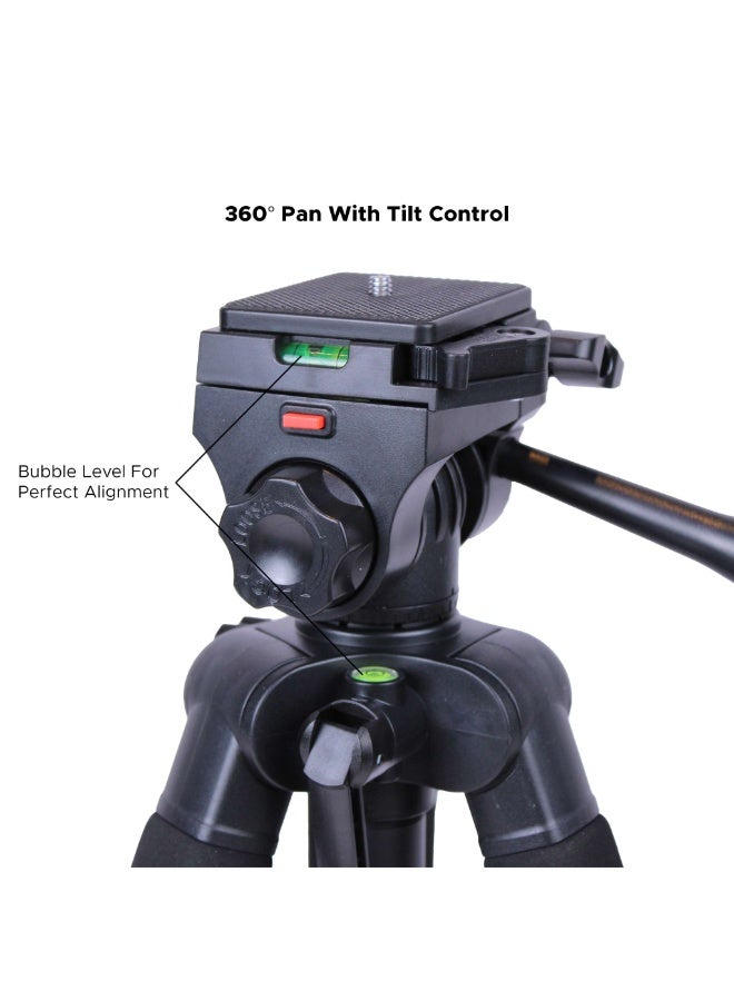 XRIA VT-200 Camera Tripod 206cm Professional Heavy Duty Stand | 360° Pan Tilt Head | Adjustable 4-Section Tripod with Quick Release Plate & Carry Bag for DSLR, Mirrorless & Video Cameras - Image 4