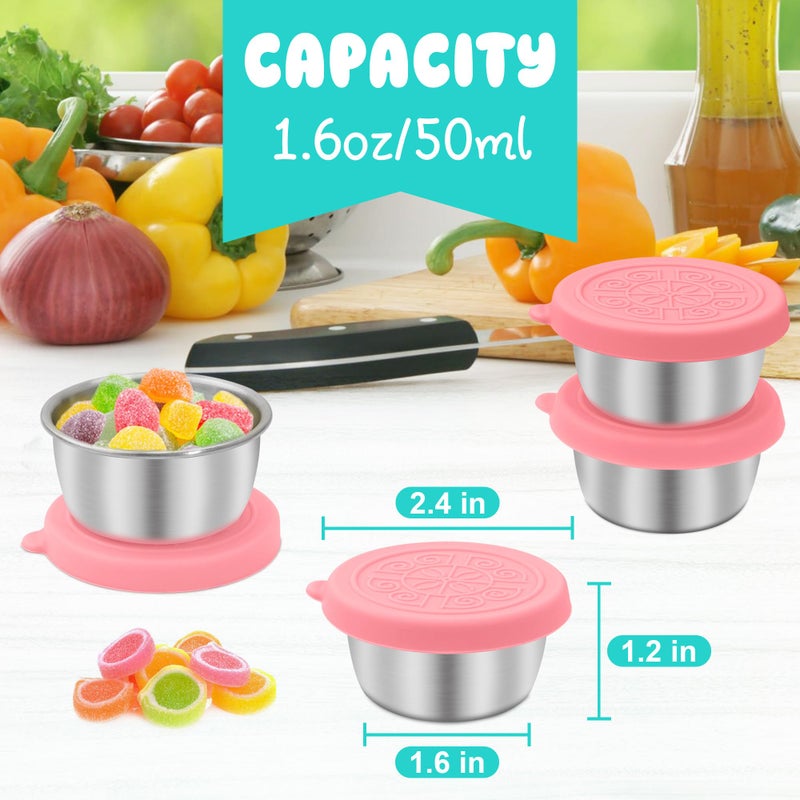 LIEMAND 6x1.6 oz Salad Dressing Container to Go, Leakproof Reusable Stainless Steel Small Container with Lid,Sauce Containers for Lunch box,Picnics,Travel,Office and Meal Prep - Image 2