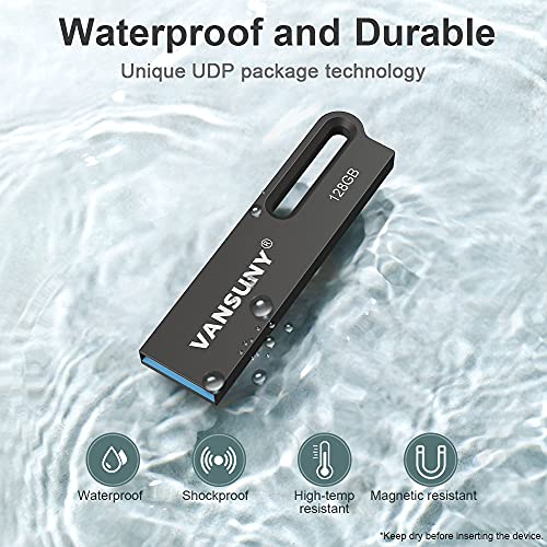 Vansuny 128GB Flash Drive Metal Waterproof USB Drive USB 3.0 Ultra High Speed Memory Stick, Portable Thumb Drive for PC/Tablets/Mac/Laptop - Image 4
