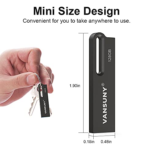 Vansuny 128GB Flash Drive Metal Waterproof USB Drive USB 3.0 Ultra High Speed Memory Stick, Portable Thumb Drive for PC/Tablets/Mac/Laptop - Image 2