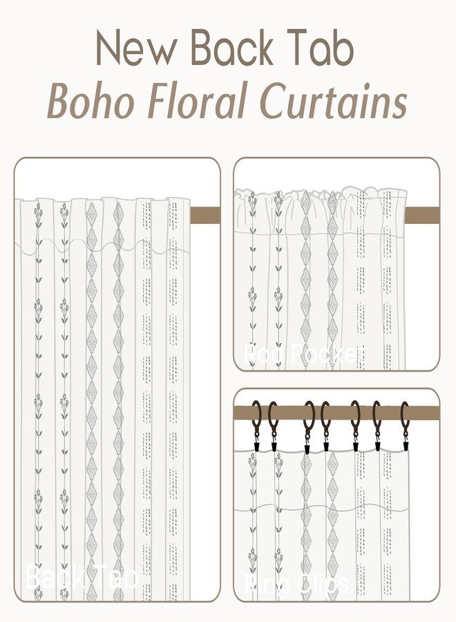 Lino Rosa Grey Boho Curtains for Bedroom Living Room,Light Gray and White Sheer Linen Striped Curtains 84 Inches Long 2 Panels Set - Image 3