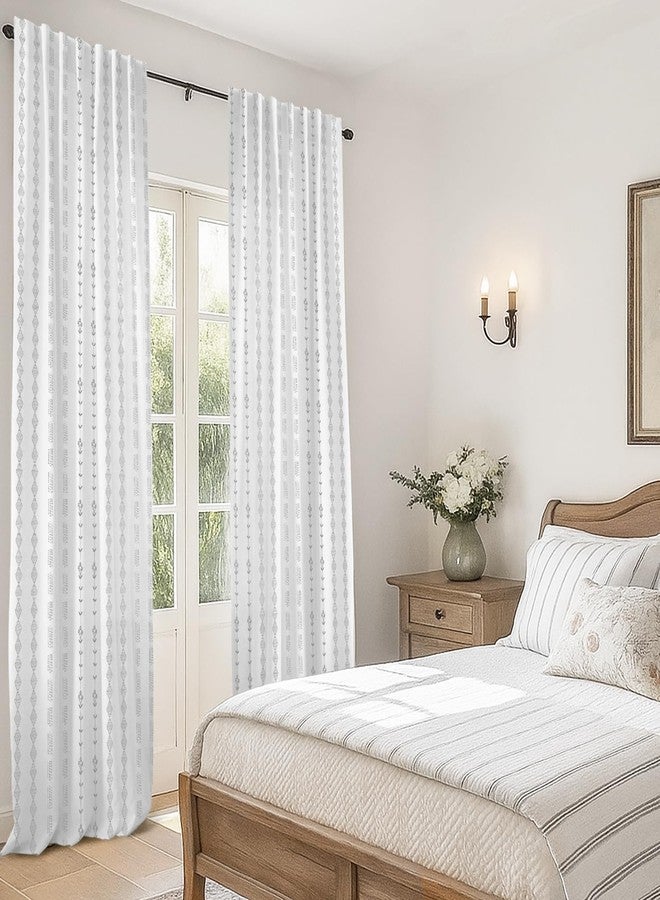 Lino Rosa Grey Boho Curtains for Bedroom Living Room,Light Gray and White Sheer Linen Striped Curtains 84 Inches Long 2 Panels Set - Image 5