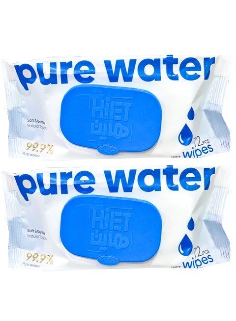 Hiet Fresh Pure Water Soft &Gentle Natural Touch-72Wipes (2pc)