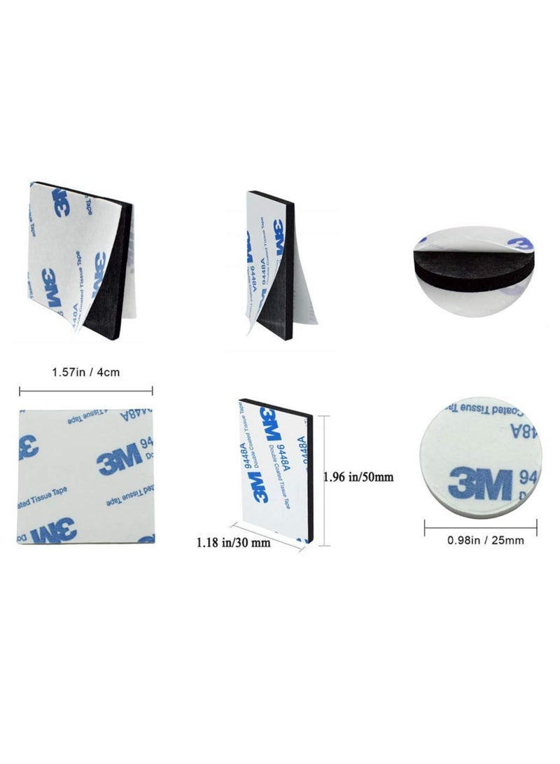 3M 120 Pcs Double Sided Foam Tape Strong Pad Mounting,Black Self-Adhesive Tape Include Square Round and Rectangular, Black - Image 2