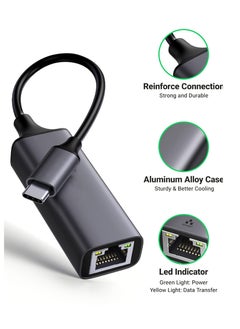 MOWSIL USB C to Ethernet Adapter Gigabit Type C to RJ45 Wired Network Thunderbolt 3 LAN Adaptor Compatible with MacBook, Surface Pro, iPad Pro 2021, Switch, PS5,XPS15/13, Huawei P60, Galaxy Tabs  - Image 2