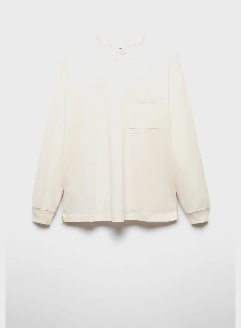 مانجو مان Pocket Detailed Crew Neck T-Shirt