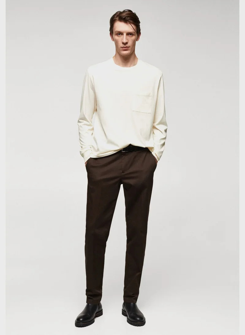 مانجو مان Pocket Detailed Crew Neck T-Shirt
