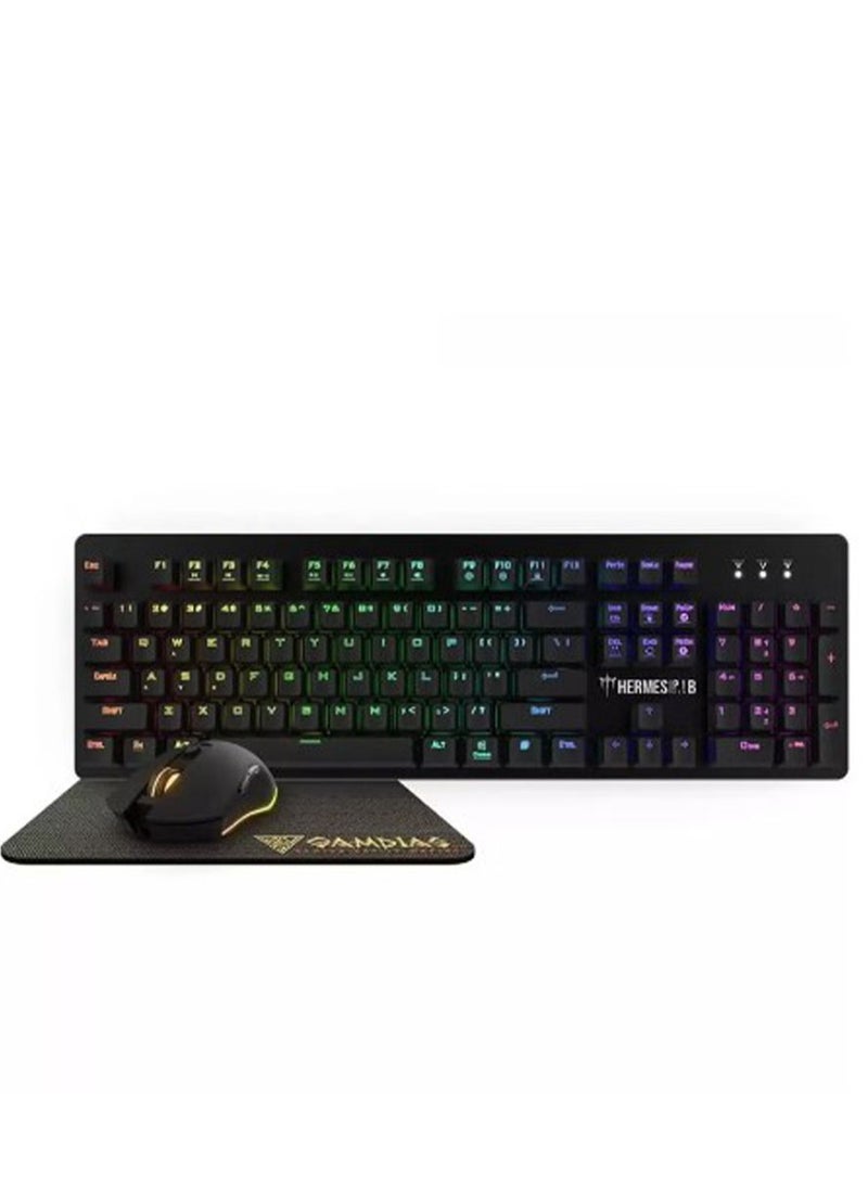 جامدياس - P1B 3 IN 1 COMBO - لوحة مفاتيح ألعاب RGB، مفتاح أزرق - ماوس RGB مع مستشعر بصري 3200 نقطة في البوصة - لوحة ماوس 24 × 18 سم - Image 1