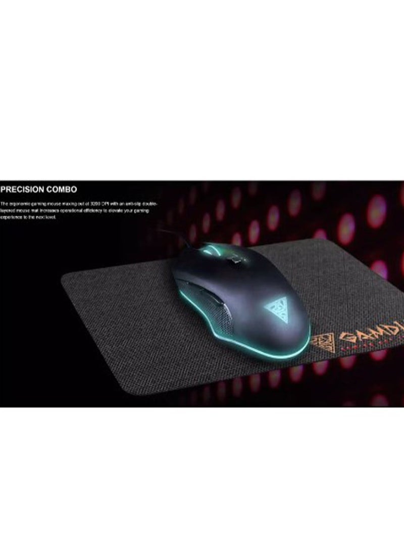 جامدياس - P1B 3 IN 1 COMBO - لوحة مفاتيح ألعاب RGB، مفتاح أزرق - ماوس RGB مع مستشعر بصري 3200 نقطة في البوصة - لوحة ماوس 24 × 18 سم - Image 1