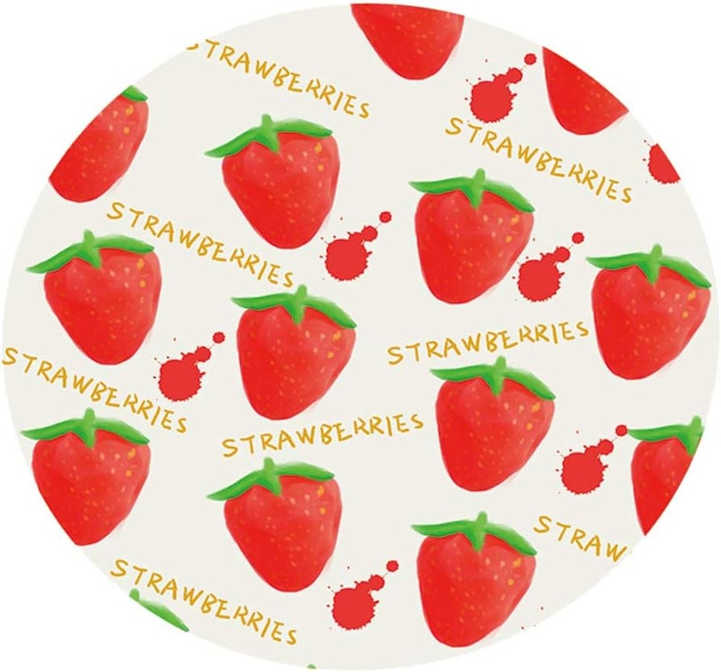 klarako Covers for The Home Deluxe Elastic Edged Fitted Table Cover - Round - Tablecloths Kitchen Decor - Strawberry 1.2m - Image 1