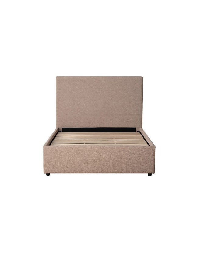 DANUBE HOME Danube Home Travvy 150X200 Upholstered Queen Bed Modern Design Wooden Double Bed Frame Furniture Comfortable Bed (Mattress Not Included) L215Xw162Xh140Cm-Dark Beige  - Image 1
