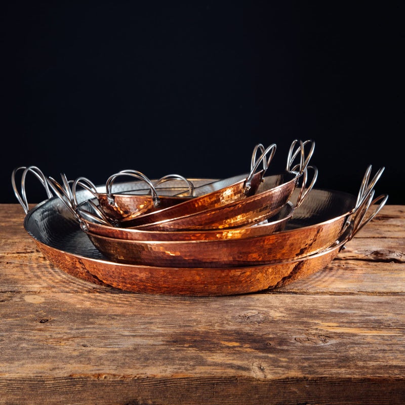 Sertodo Copper Alicante Paella Cooking Pan | 12 inch diameter | Patented Stainless Steel Handle Design| Hand Hammered, Heavy Gauge, 100% Pure Copper | Serves 4 Adults - Image 4