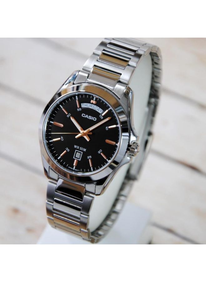 CASIO Men Stainless Steel Analog Wrist Watch MTP-1370D-1A2VDF - 45 mm - Silver - Image 5