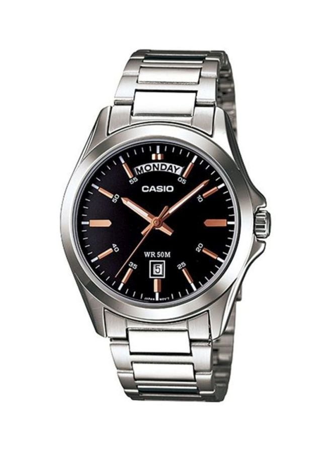 CASIO Men Stainless Steel Analog Wrist Watch MTP-1370D-1A2VDF - 45 mm - Silver - Image 1