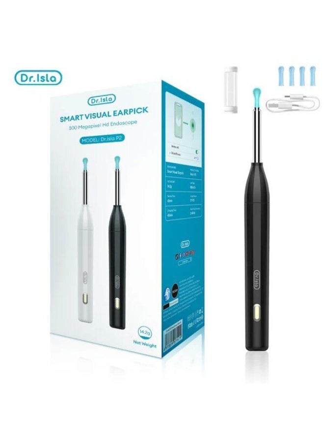 Dr.isla جهاز إزالة شمع الأذن الذكي Dr.isla P2 مع Wifi وكاميرا HD وأداة مناظير – جهاز تنظيف الأذن بدقة عالية 300 واط، يتضمن 6 رؤوس سيليكون، شحن TYPE-C - Image 2