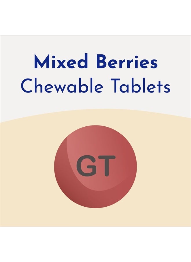 Total Relief Chewable Tablets with Maximum Strength Gas Relief Simethicone 250 mg and Heartburn Relief Calcium Carbonate 750 mg, Bloating Relief, Mixed Berries - 65 Count