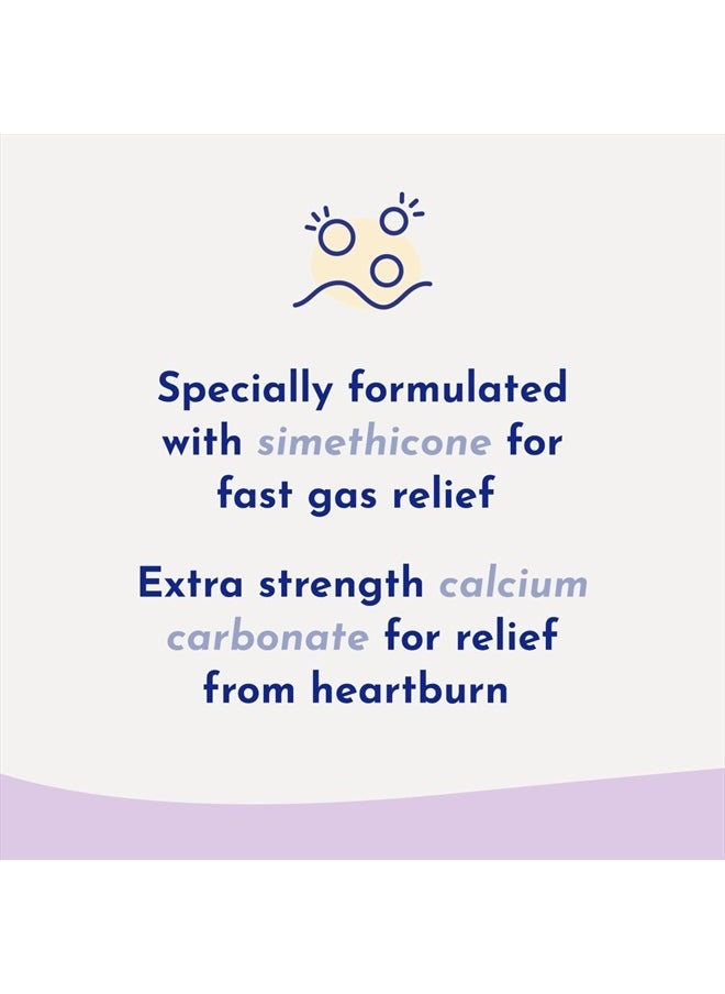 Total Relief Chewable Tablets with Maximum Strength Gas Relief Simethicone 250 mg and Heartburn Relief Calcium Carbonate 750 mg, Bloating Relief, Mixed Berries - 65 Count
