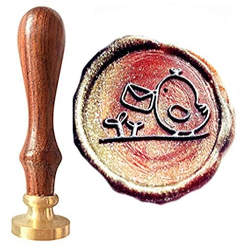 MNYR Vintage Cute Bird with Letter Envelope Grass Wax Seal Stamp Kit - Rosewood Handle - Ideal for Decorating Gift Packing, Envelopes, Parcels, Cards, Letters, Wedding Invitations - Image 1