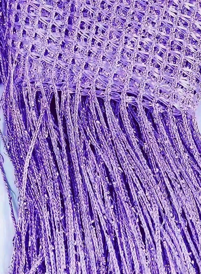 1 Pack Glitter String Door Curtain 1×2m Ribbon Fringe Room Divider Window Panel Tassel for Home Wedding Coffee Shop Party Decor, Purple - Image 3