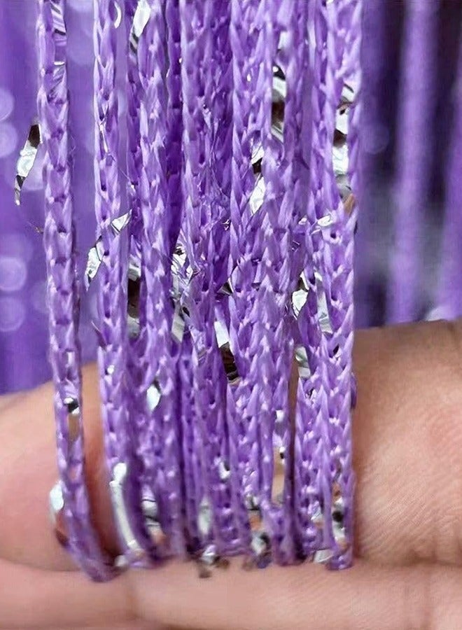 1 Pack Glitter String Door Curtain 1×2m Ribbon Fringe Room Divider Window Panel Tassel for Home Wedding Coffee Shop Party Decor, Purple - Image 4