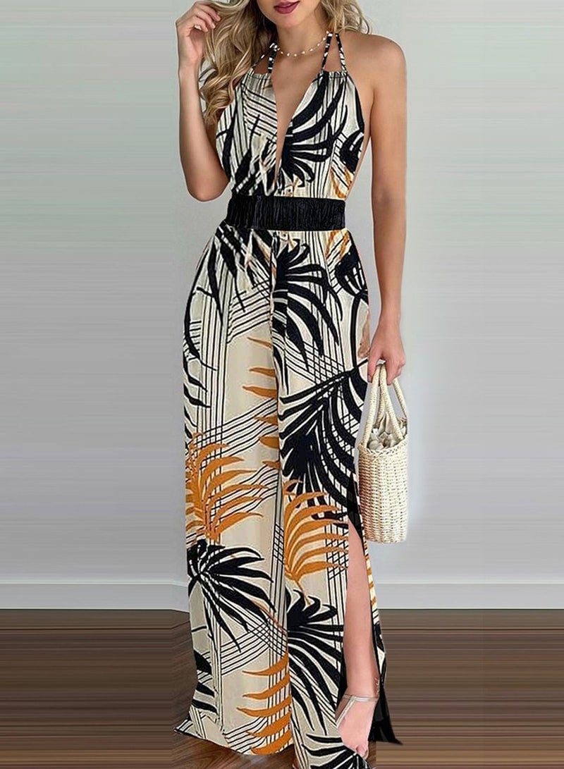 Loquat Women's New Fashion Digital Printed Colorful Jumpsuit - Image 1