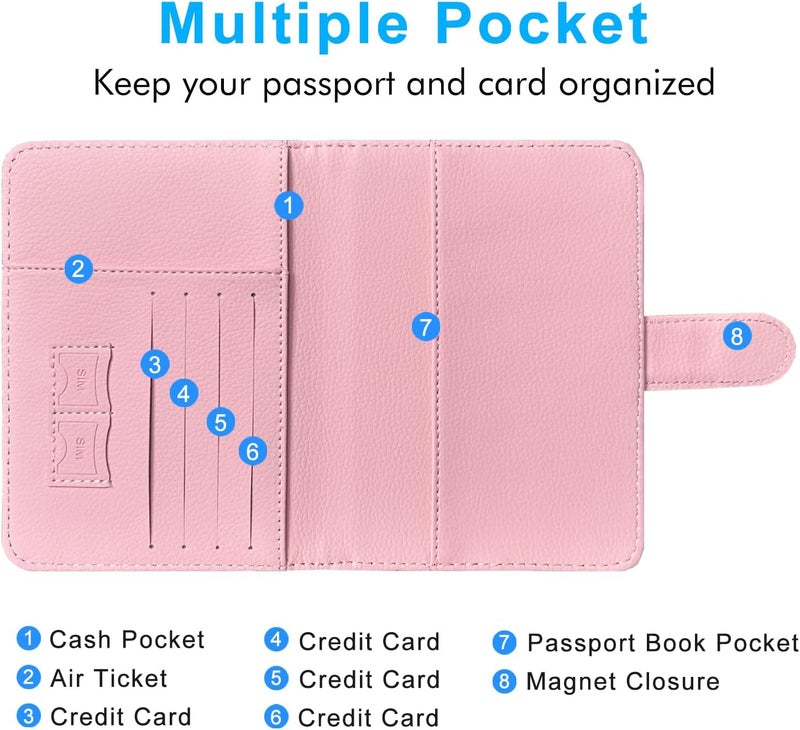 ACdream Passport Holder for Travel Essentials, Rfid Blocking Passport Wallet Cover Case for Travel Must Haves Accessories, Book Holders for Women & Men- Pink - Image 5