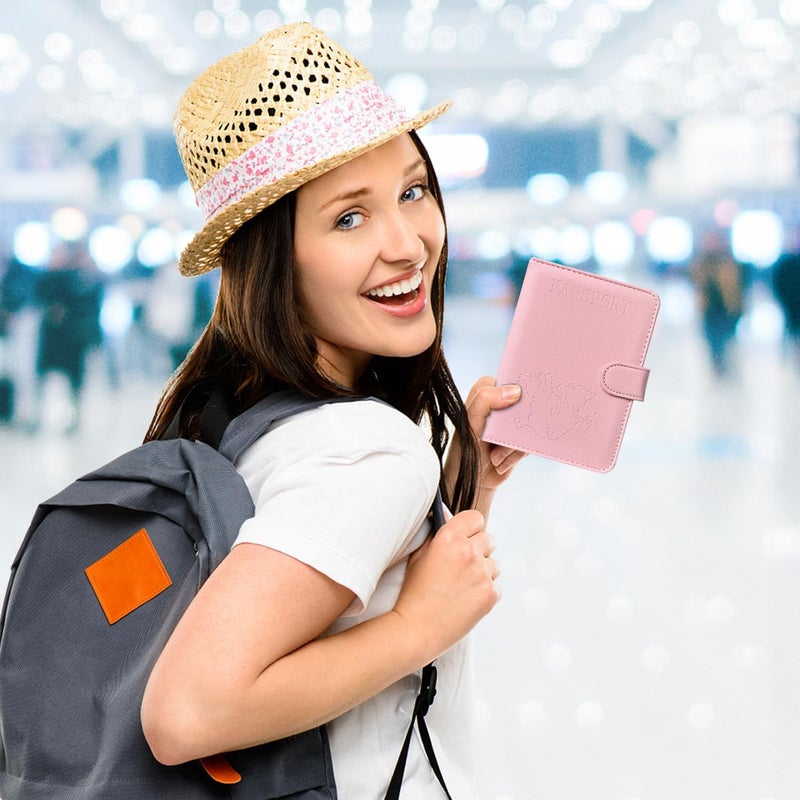 ACdream Passport Holder for Travel Essentials, Rfid Blocking Passport Wallet Cover Case for Travel Must Haves Accessories, Book Holders for Women & Men- Pink - Image 2