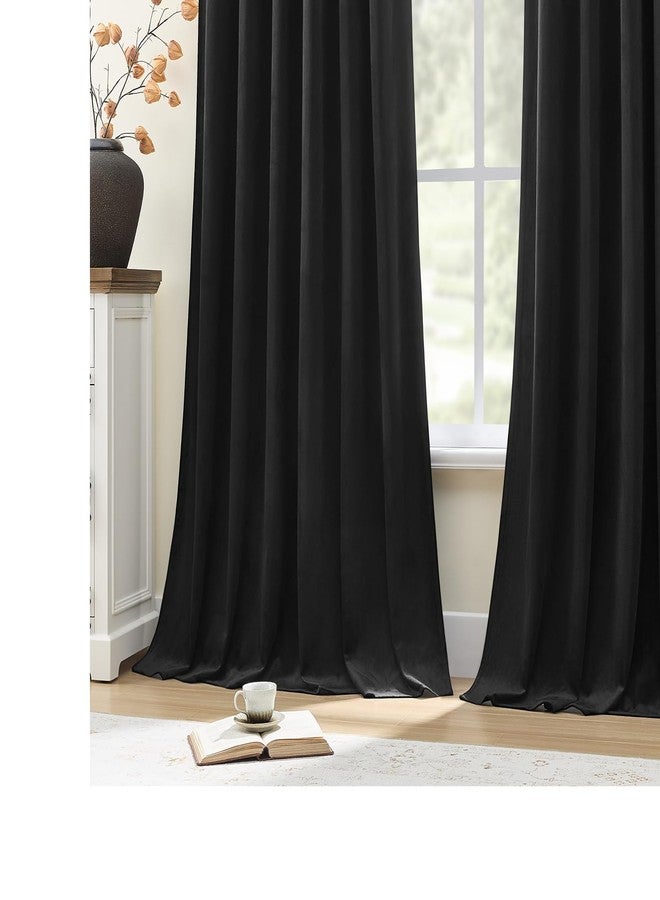 AUSSPVOCT Black Velvet Blackout Curtains 84 Inches for Bedroom, Room Darkening Drapes Super Soft Elegant Thermal Insulated Soundproof Window Curtains for Living Room, Back Tab Rod Pocket, W52 x L84, 2 Panels - Image 4