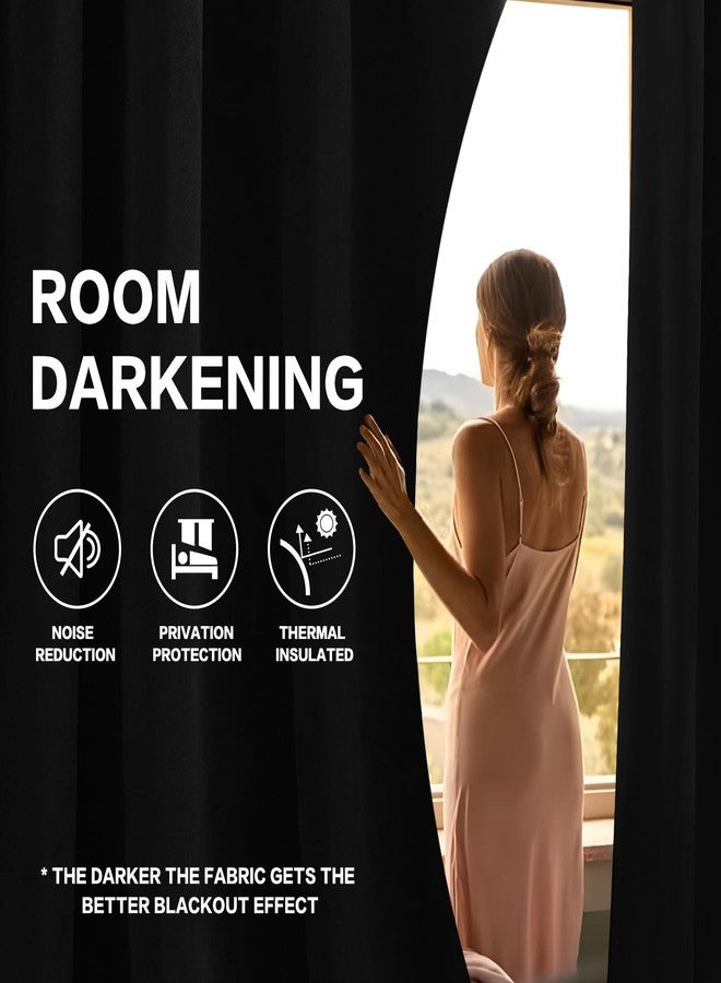 AUSSPVOCT Black Velvet Blackout Curtains 84 Inches for Bedroom, Room Darkening Drapes Super Soft Elegant Thermal Insulated Soundproof Window Curtains for Living Room, Back Tab Rod Pocket, W52 x L84, 2 Panels - Image 3