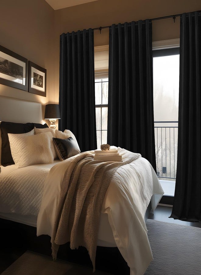 AUSSPVOCT Black Velvet Blackout Curtains 84 Inches for Bedroom, Room Darkening Drapes Super Soft Elegant Thermal Insulated Soundproof Window Curtains for Living Room, Back Tab Rod Pocket, W52 x L84, 2 Panels - Image 5