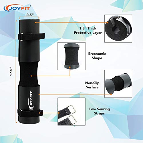 Joyfit - Barbell Pad for Weight Lifting | Squat Pad for Weight Bar with Straps | Hip Thrust Pad for Neck and Shoulder | Protective Squat Pad for Gym with Thick Foam Cushion (Black) - Image 2