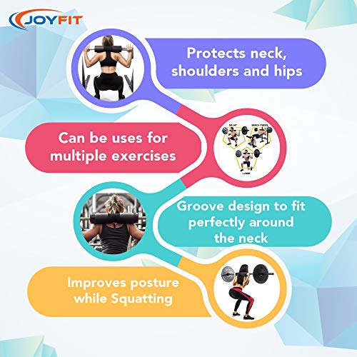 Joyfit - Barbell Pad for Weight Lifting | Squat Pad for Weight Bar with Straps | Hip Thrust Pad for Neck and Shoulder | Protective Squat Pad for Gym with Thick Foam Cushion (Black) - Image 3