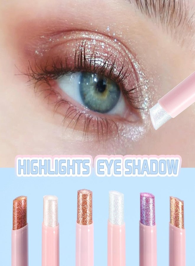 URQT 3PCS Crystal Jelly Glaze Stick Eye Shadow Stick, Multi-Use Shimmer Highlighter Pencil, Hydrating Glitter Lip Balm, Long-Lasting Eye Brightener & Lip Tint Makeup for All Skin Tones (Set B) - Image 5