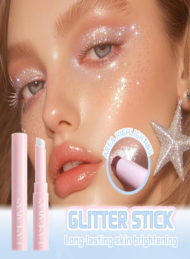 URQT 3PCS Crystal Jelly Glaze Stick Eye Shadow Stick, Multi-Use Shimmer Highlighter Pencil, Hydrating Glitter Lip Balm, Long-Lasting Eye Brightener & Lip Tint Makeup for All Skin Tones (Set B) - Image 3
