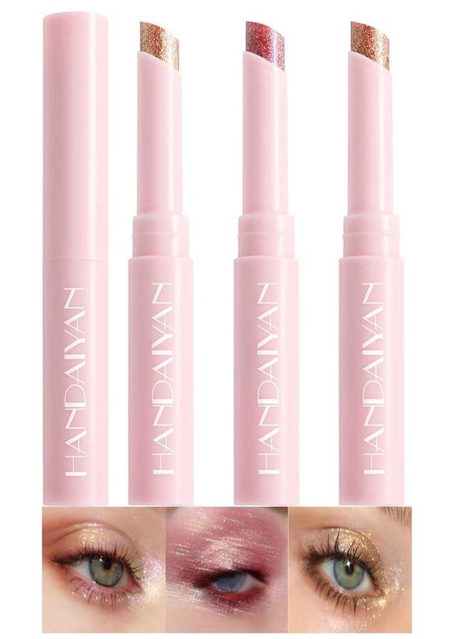 URQT 3PCS Crystal Jelly Glaze Stick Eye Shadow Stick, Multi-Use Shimmer Highlighter Pencil, Hydrating Glitter Lip Balm, Long-Lasting Eye Brightener & Lip Tint Makeup for All Skin Tones (Set B) - Image 2