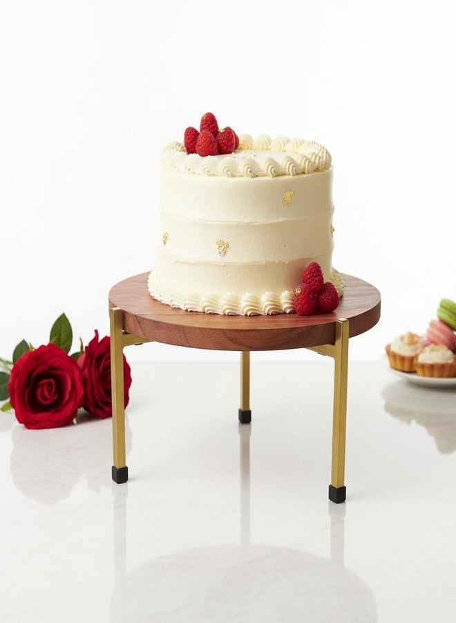 DecorTwist® Premium Wooden Cake Stand For Cake Cutting and Serving Dessert | Cake Holder Pizza Stand Multipurpose table Birthday Party, Christmas Decoration (13.5 inches) (Style 2) - Image 1