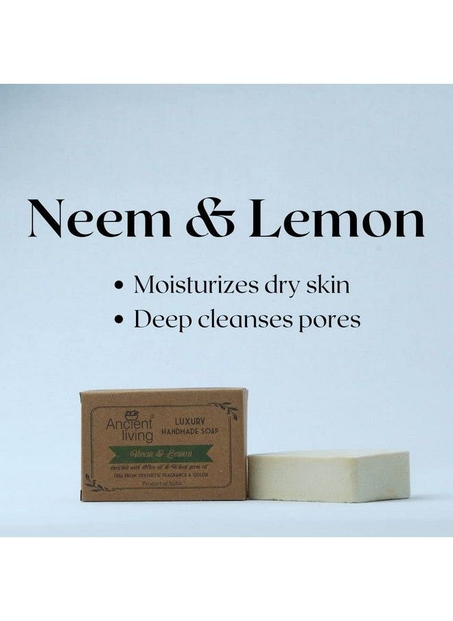 Ancient Living Neem & Lemon Luxury Handmade Soap (Set Of 2) 100 Gm Each Refreshing Bath Soap For Moisturizing Acne And Pimples Ideal For All Skin Types  - Image 4