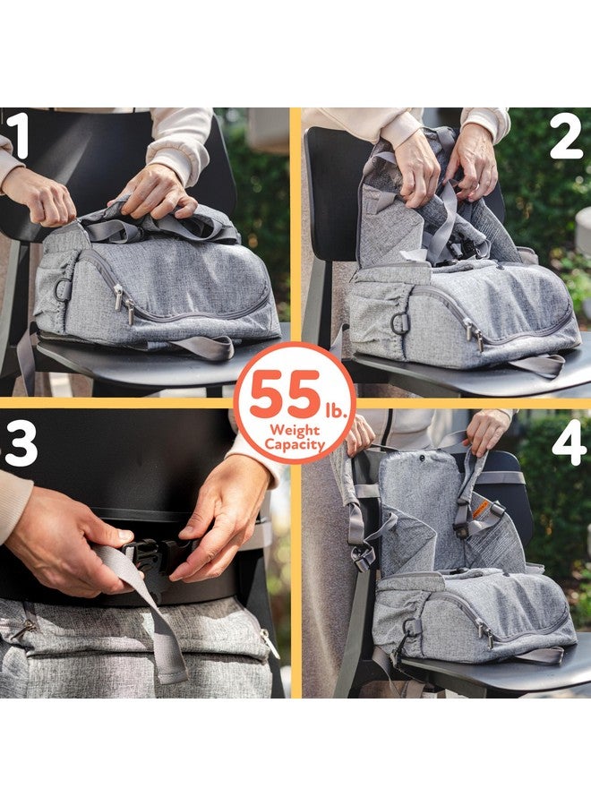 Nuby Easy Go 2-in-1 Backpack Booster Seat with 5-Point Safety Harness - Portable Travel Highchair - Holds Up to 55 lbs - 9+ Months - Gray