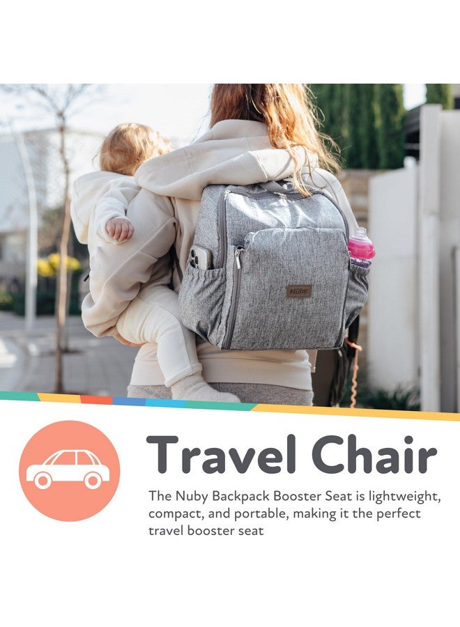 Nuby Easy Go 2-in-1 Backpack Booster Seat with 5-Point Safety Harness - Portable Travel Highchair - Holds Up to 55 lbs - 9+ Months - Gray