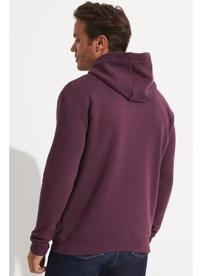 JUNE June Men Kangaroo Pocket Hooded Sweatshirt Damson