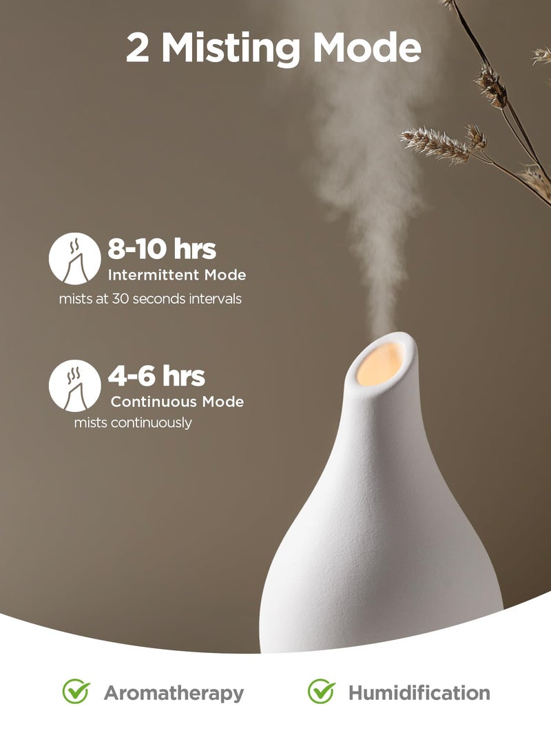 InnoGear Essential Oil Diffuser, 150ml Ceramic Diffuser Handcrafted Stone Aromatherapy Diffusers Ultrasonic Cool Mist Humidifier Vaporizer 2 Mist Modes Waterless for Home, White Vase-Shaped Ceramic - Image 3