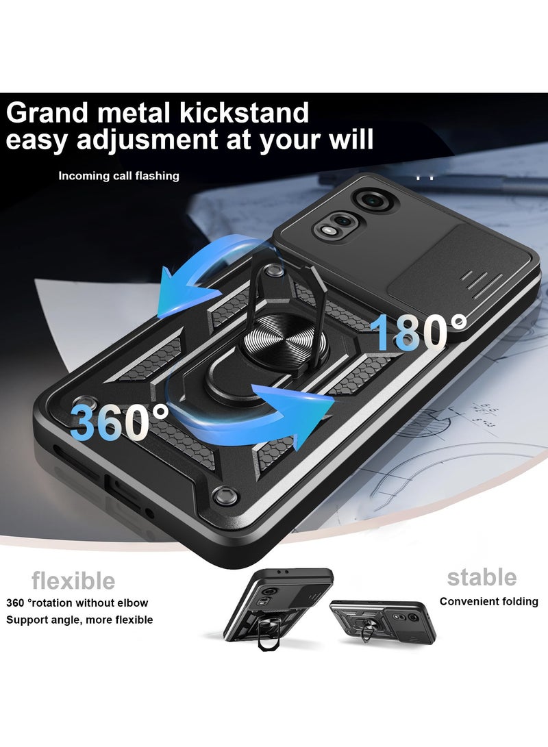 عام غطاء متوافق مع ZTE Nubia Neo 2 5G - مزود بغطاء منزلق للكاميرا، مقاوم للصدمات بمواصفات عسكرية مع حامل حلقي مغناطيسي وقاعدة قائمة - Image 4