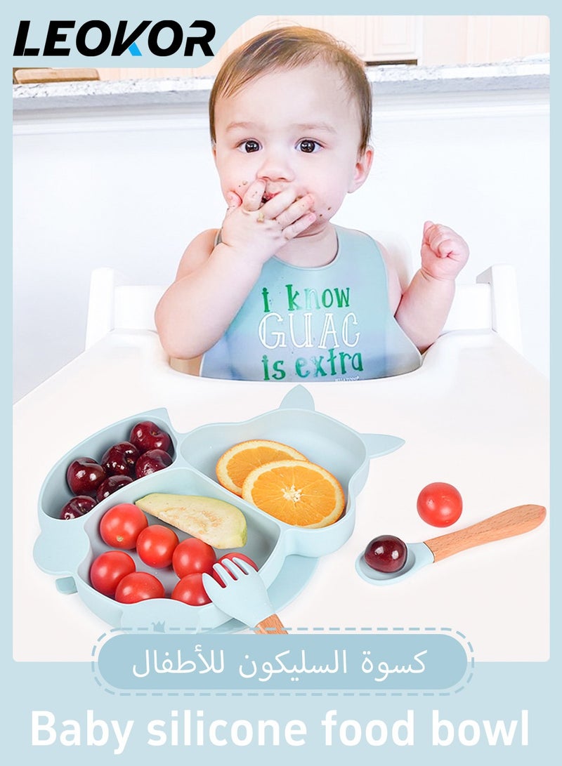 LEOKOR 8-Piece Suction Plates for Baby, Cartoon Silicone Children Tableware, Food Grade Silicone Baby Plate with Suction Durable Baby Feeding Set - Image 2