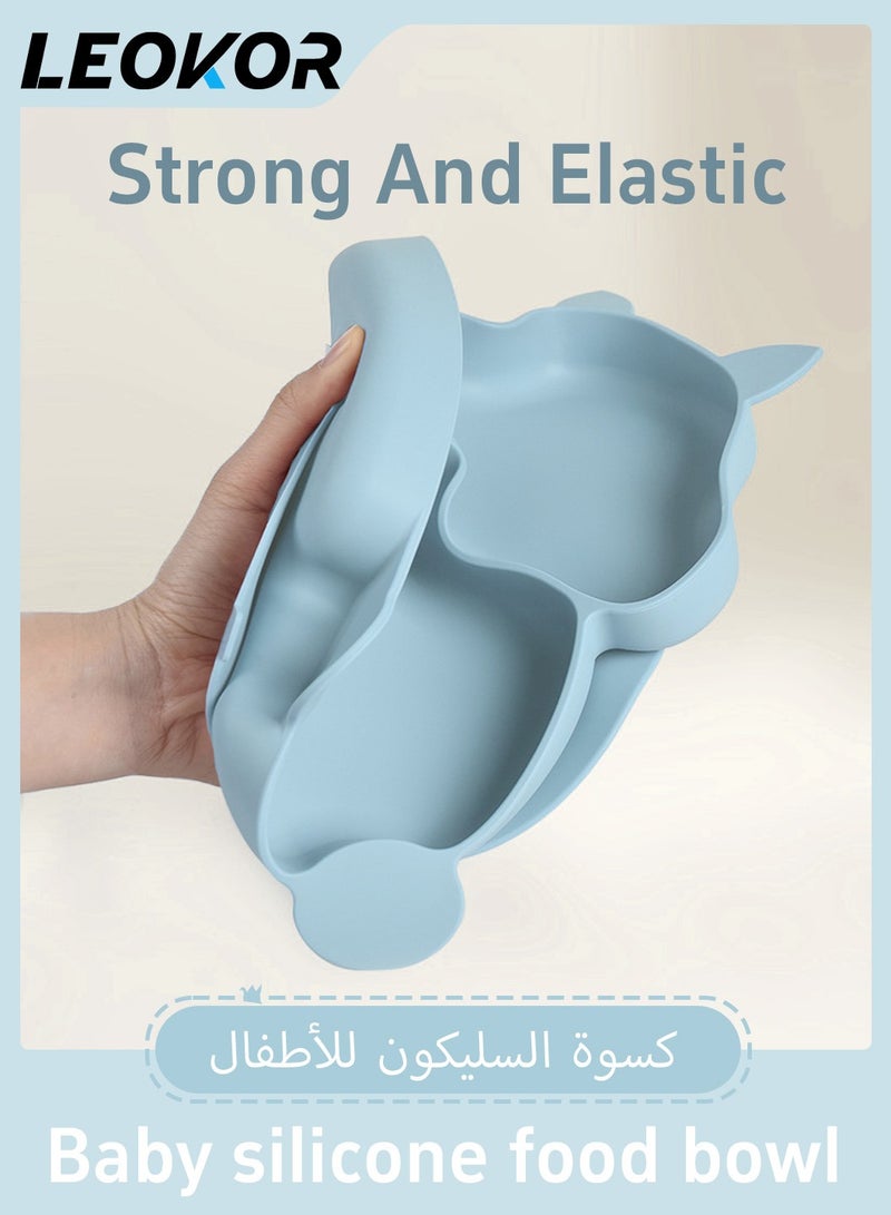 LEOKOR 8-Piece Suction Plates for Baby, Cartoon Silicone Children Tableware, Food Grade Silicone Baby Plate with Suction Durable Baby Feeding Set - Image 4